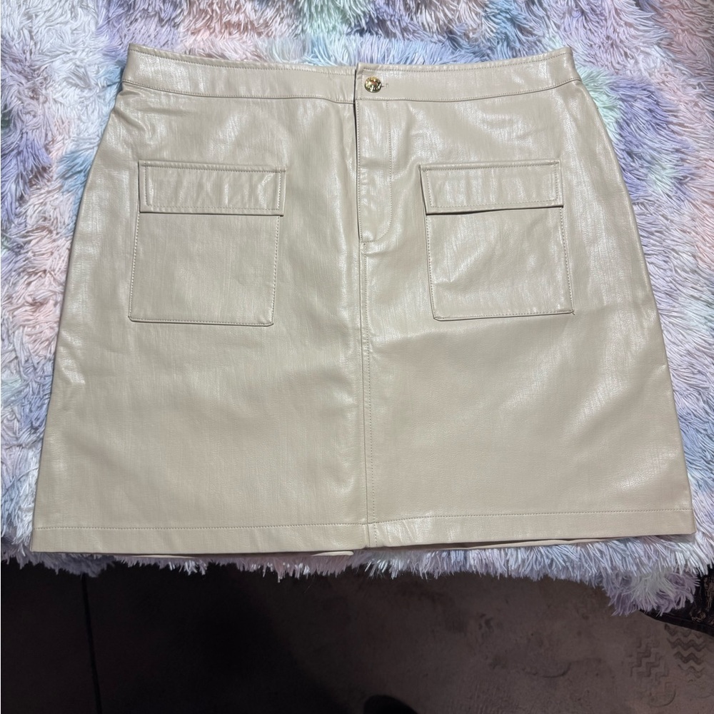 Marc New York Cream Leather Mini Skirt